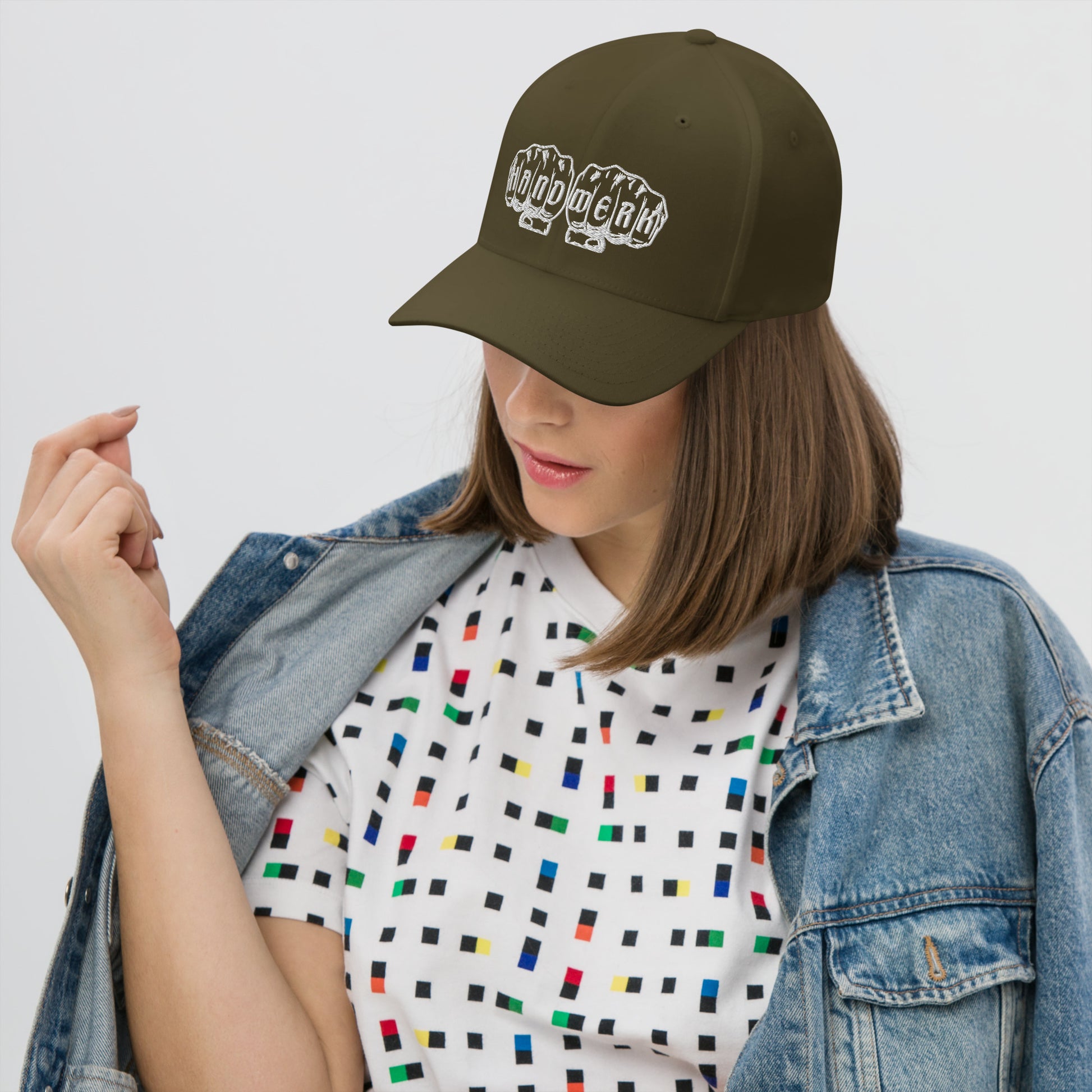 Cord-Cap "Handwerk"(bestickt) Olive