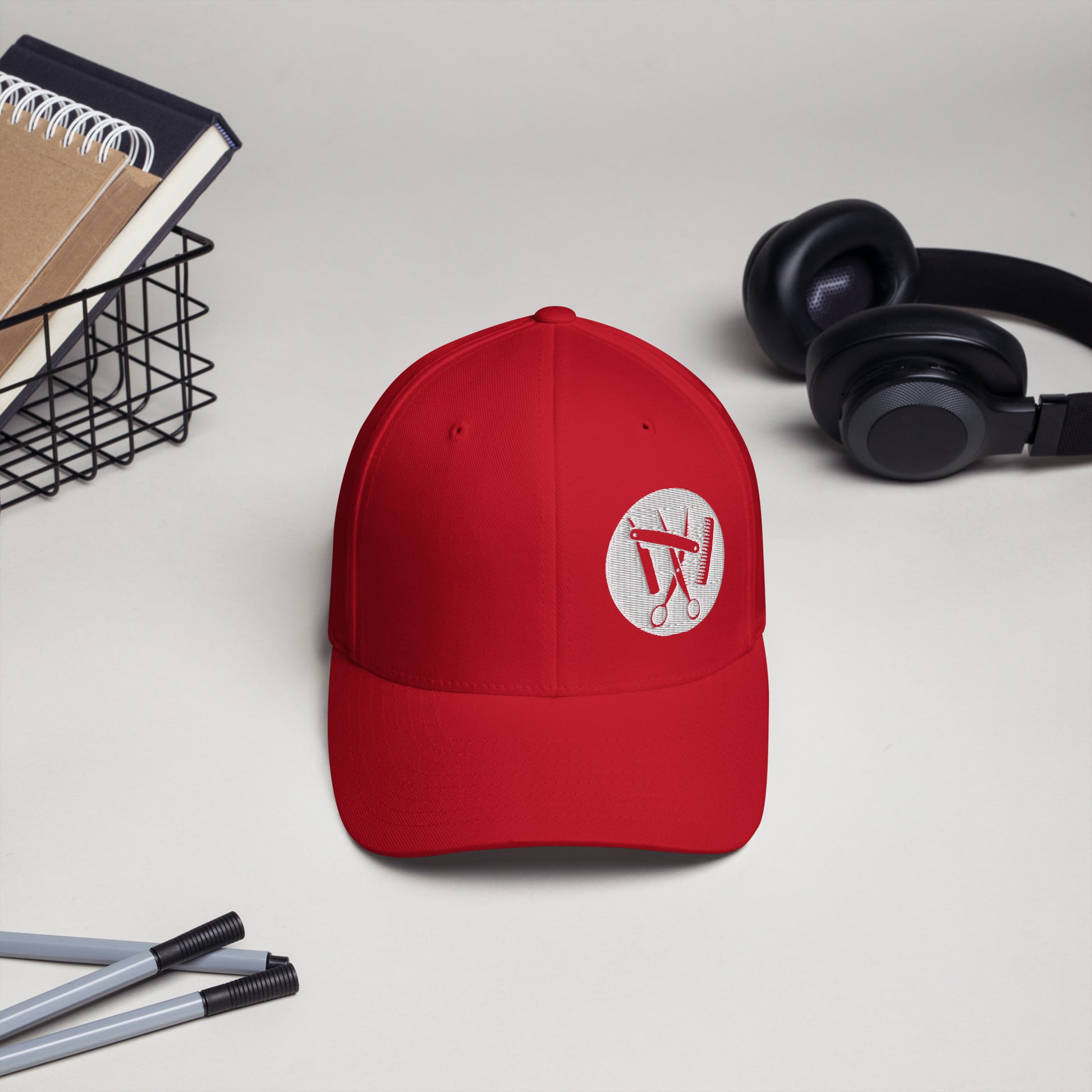 Cord-Cap "Friseur" (bestickt) Rot