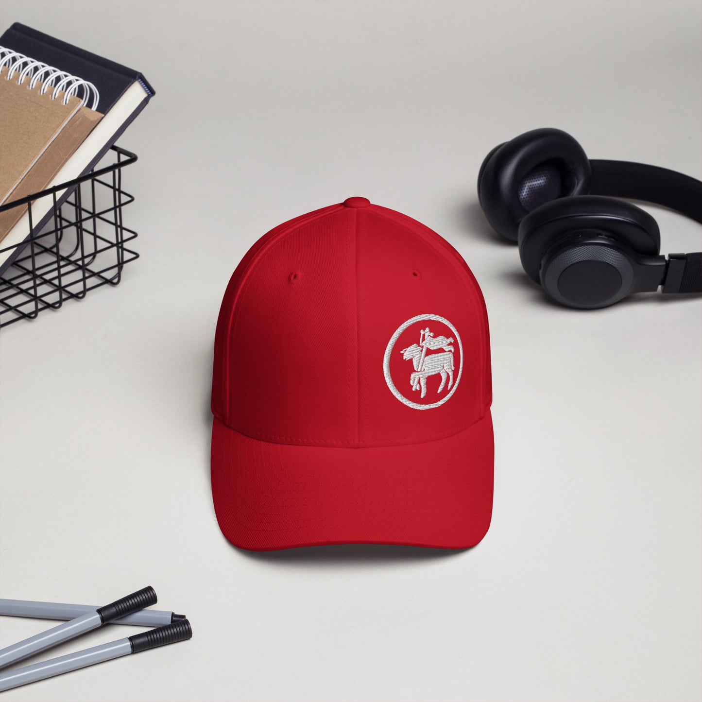 Cord-Cap "Fleischer" (bestickt) Rot