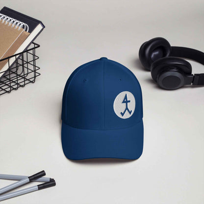 Cord-Cap "Steinmetz" (bestickt) Königsblau