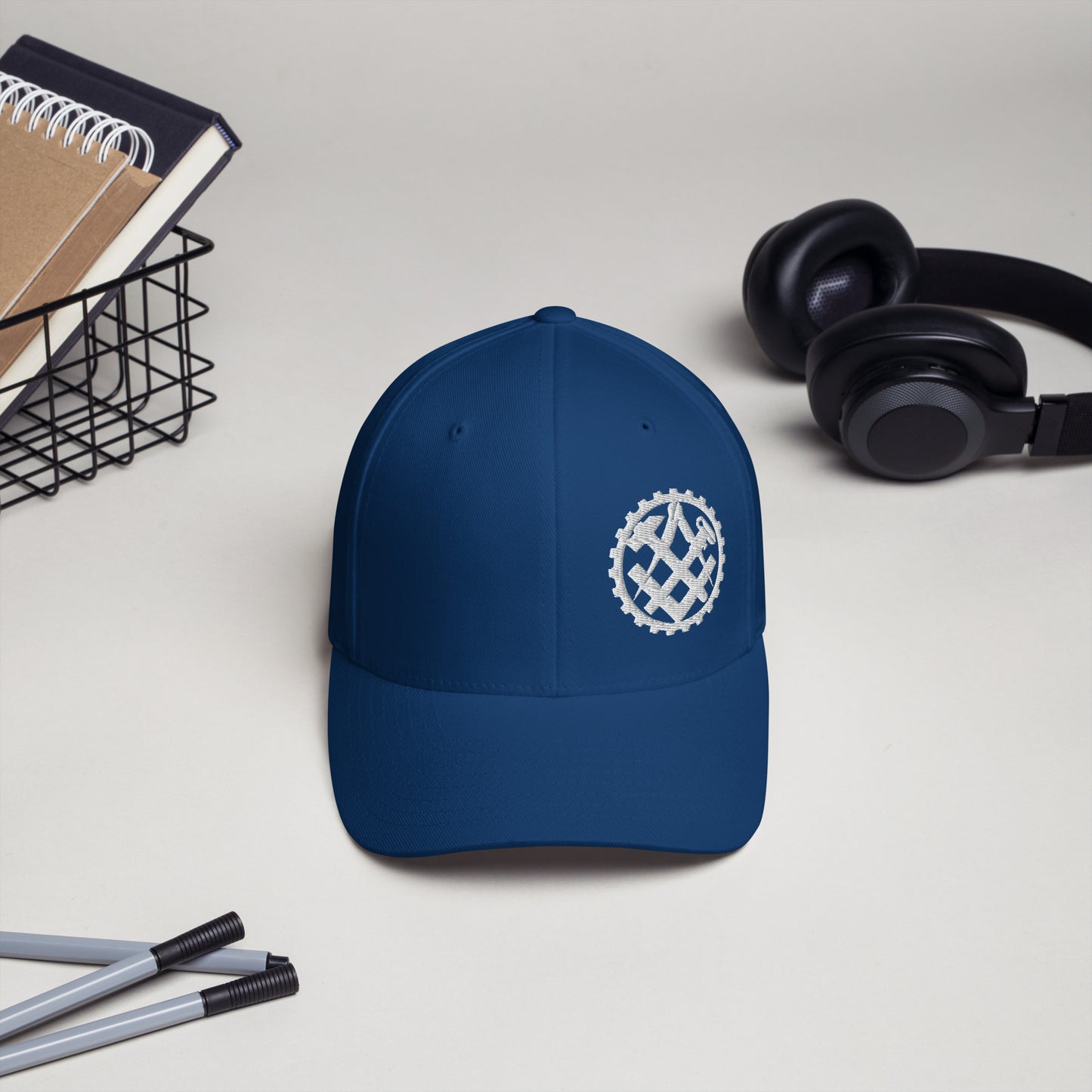 Cord-Cap "Mechaniker" (bestickt) Königsblau