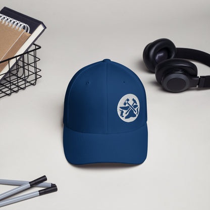 Cord-Cap "Metallbauer" (bestickt) Königsblau