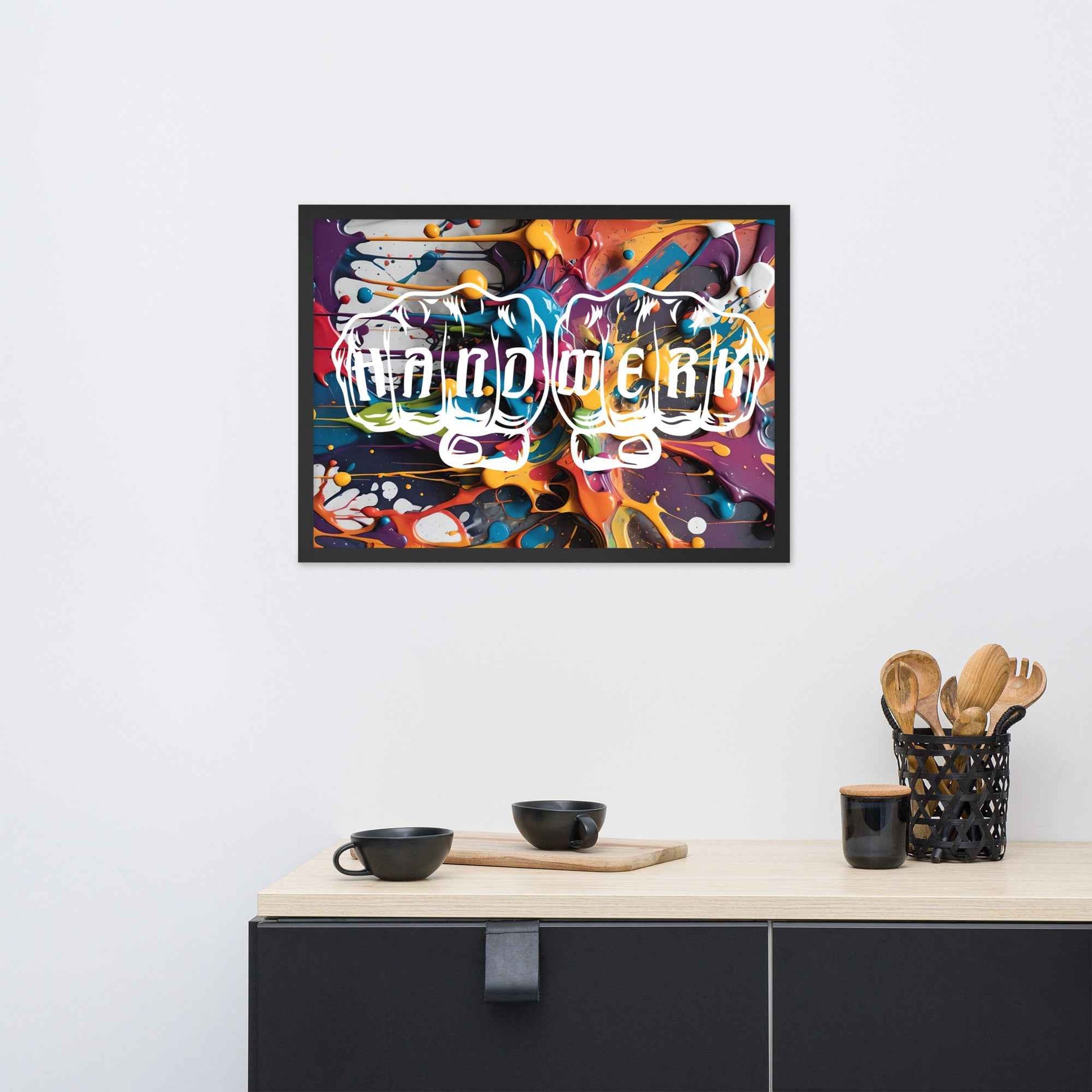 Gerahmtes Poster "Handwerk-Splash" Matt Schwarz 50×70 cm
