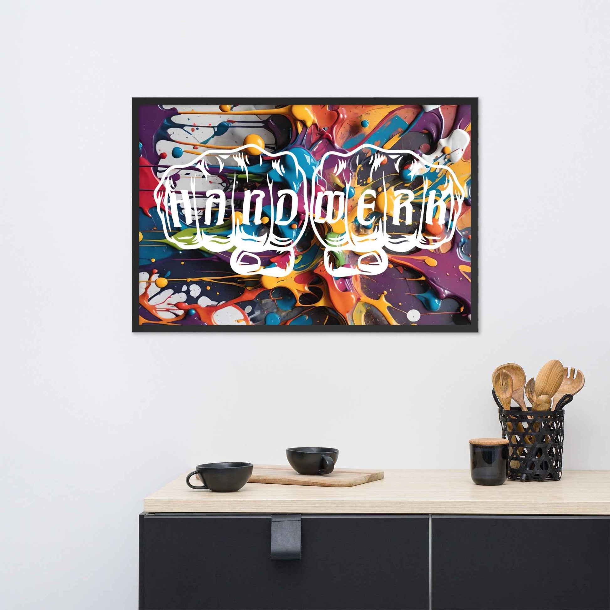 Gerahmtes Poster "Handwerk-Splash" Matt Schwarz 61×91 cm