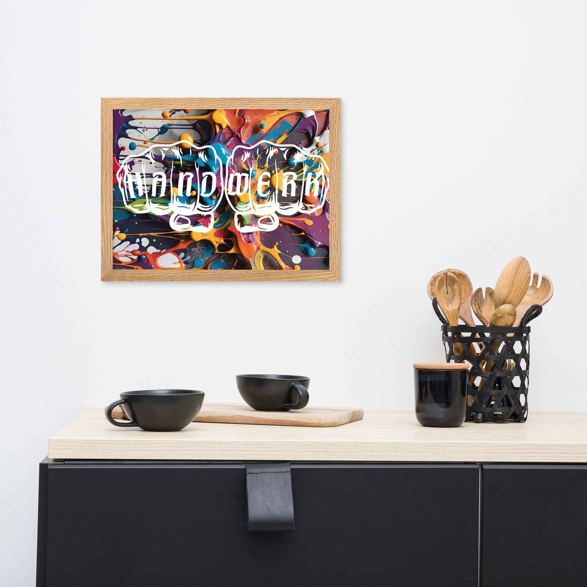 Gerahmtes Poster "Handwerk-Splash" Matt Oak 30×40 cm