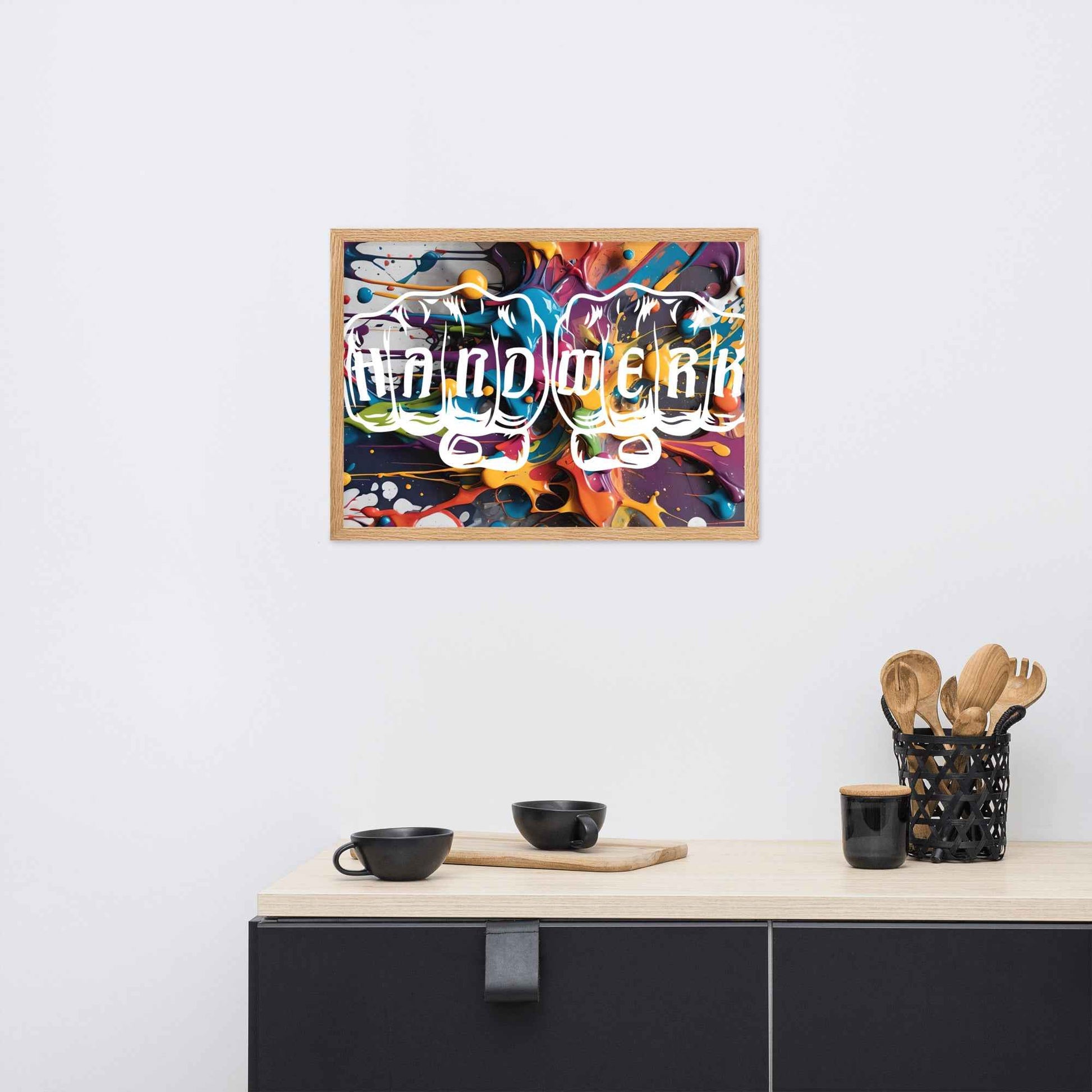 Gerahmtes Poster "Handwerk-Splash" Matt Oak 50×70 cm