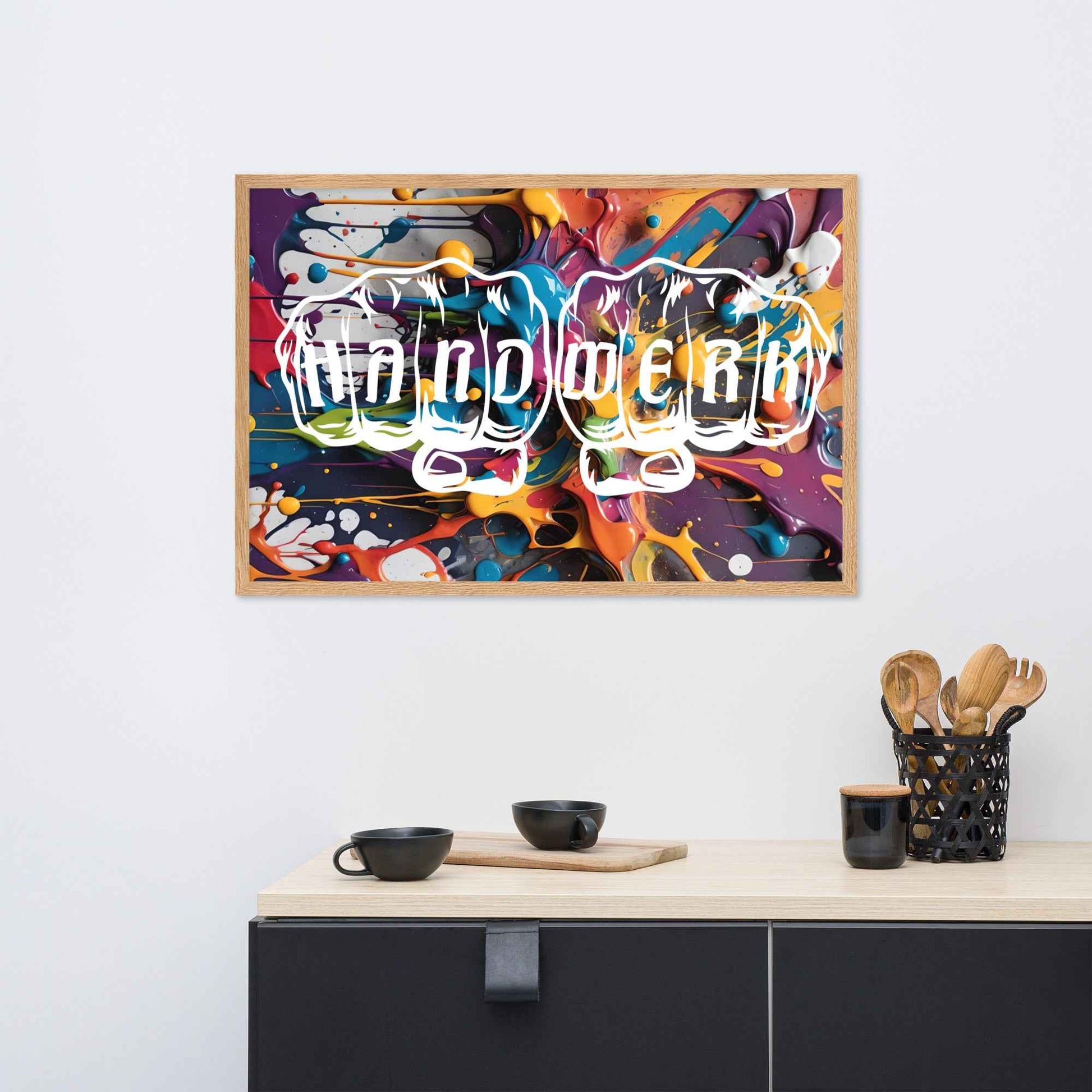 Gerahmtes Poster "Handwerk-Splash" Matt Oak 61×91 cm