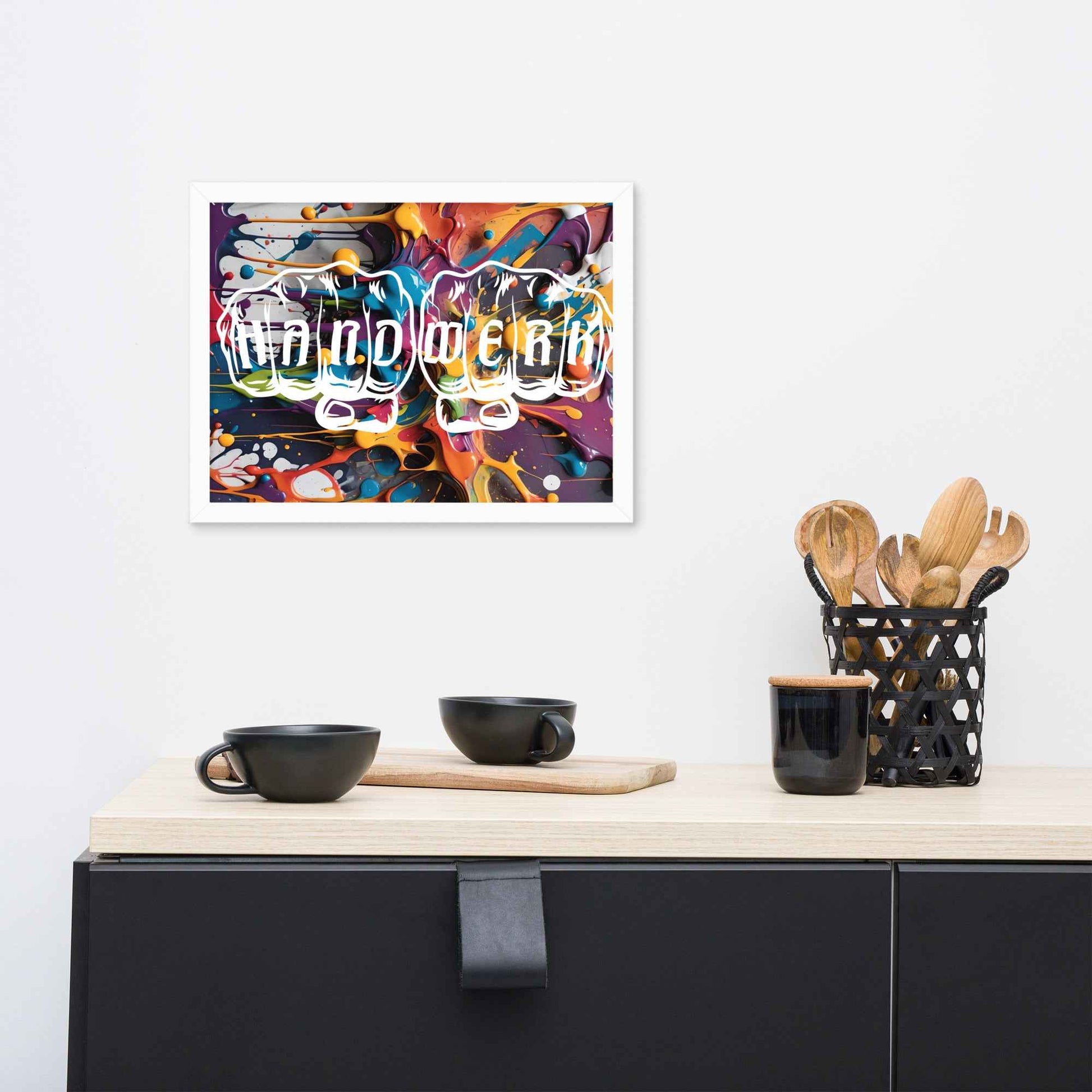 Gerahmtes Poster "Handwerk-Splash" Matt Weiß 30×40 cm