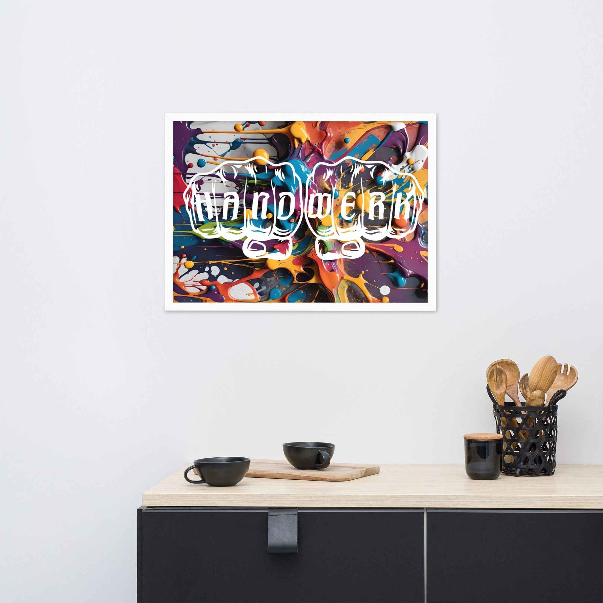 Gerahmtes Poster "Handwerk-Splash" Matt Weiß 50×70 cm