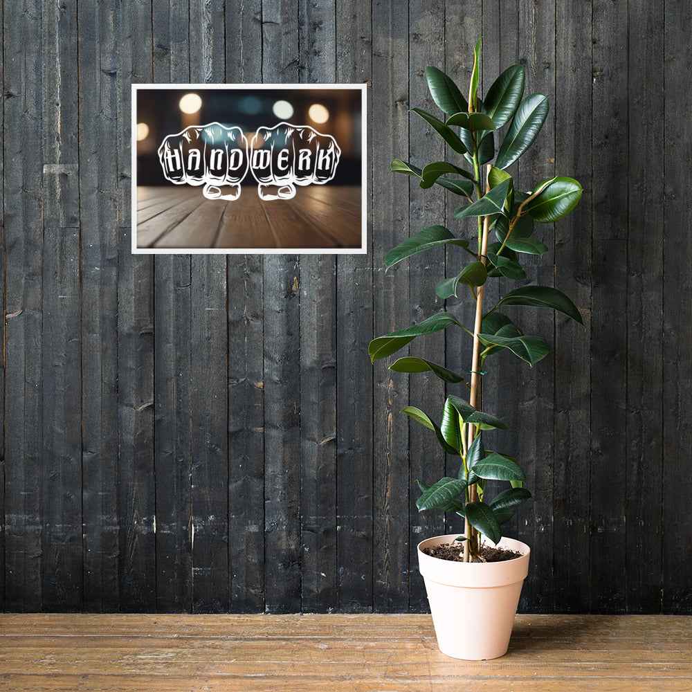 Gerahmtes Poster "Handwerk-Holzboden" Matt Weiß 50×70 cm
