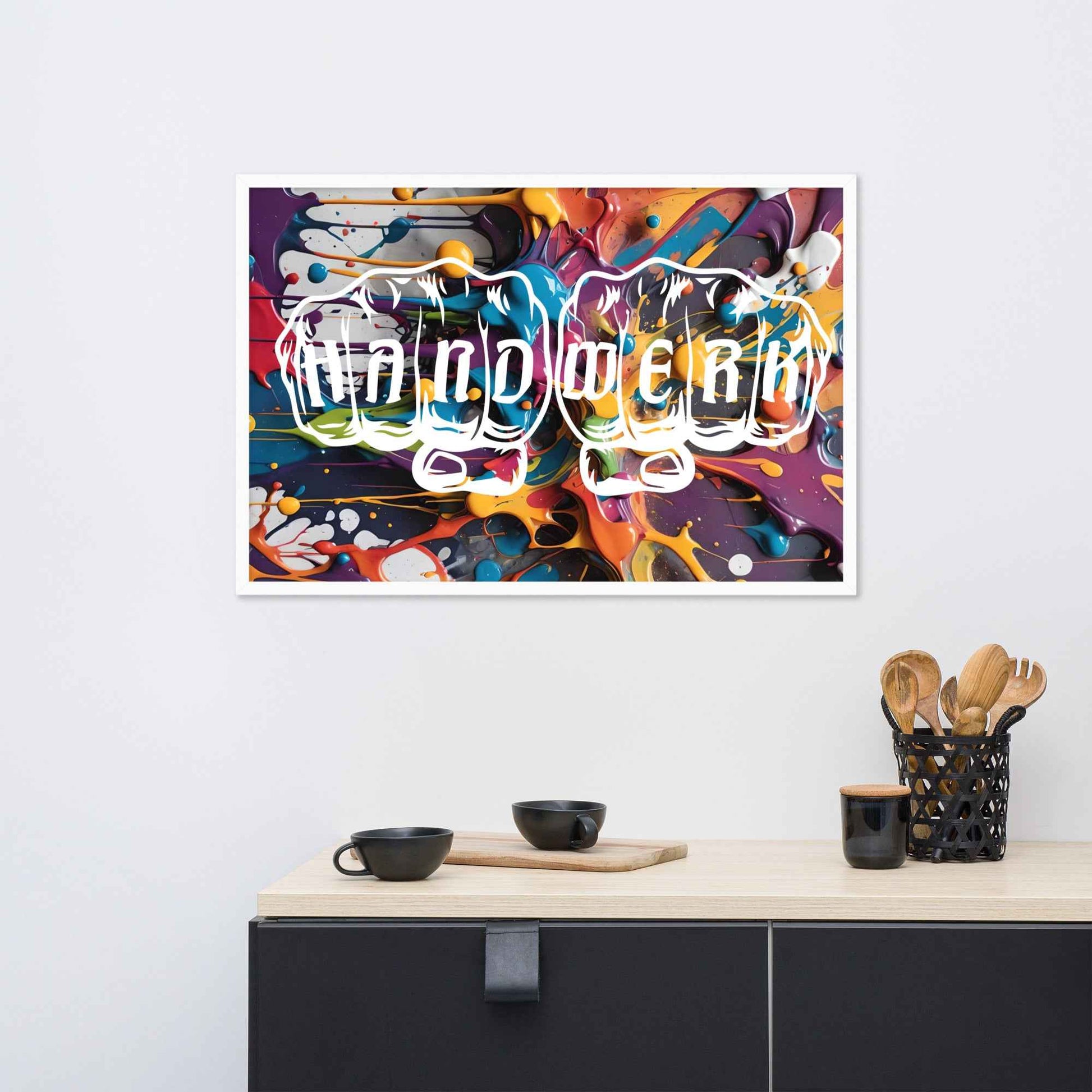 Gerahmtes Poster "Handwerk-Splash" Matt Weiß 61×91 cm