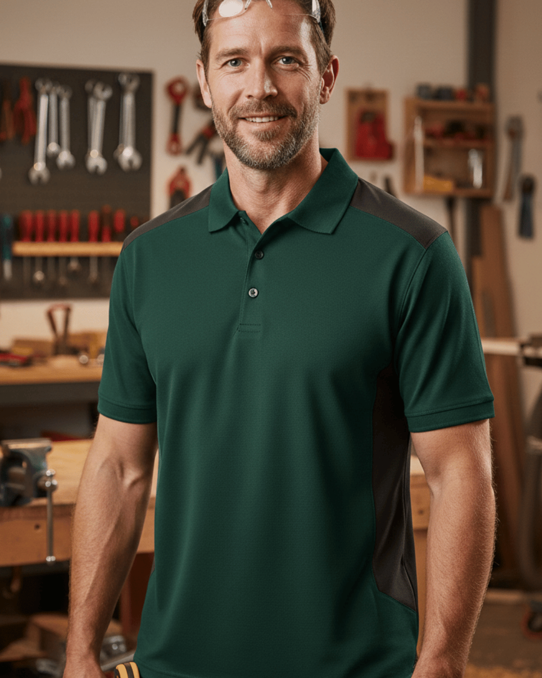 Workwear-Polo "Professional" – Robust, Nachhaltig & Stylisch | beidseitig bedruckt Dunkelgrün Schwarz M {{ color }}