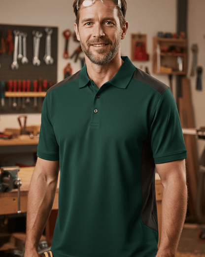 Workwear-Polo "Professional" – Robust, Nachhaltig & Stylisch | beidseitig bedruckt Dunkelgrün Schwarz M {{ color }}