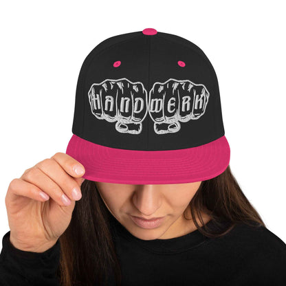 Snapback-Cap "Handwerk" bestickt Schwarz Neonpink {{ color }}