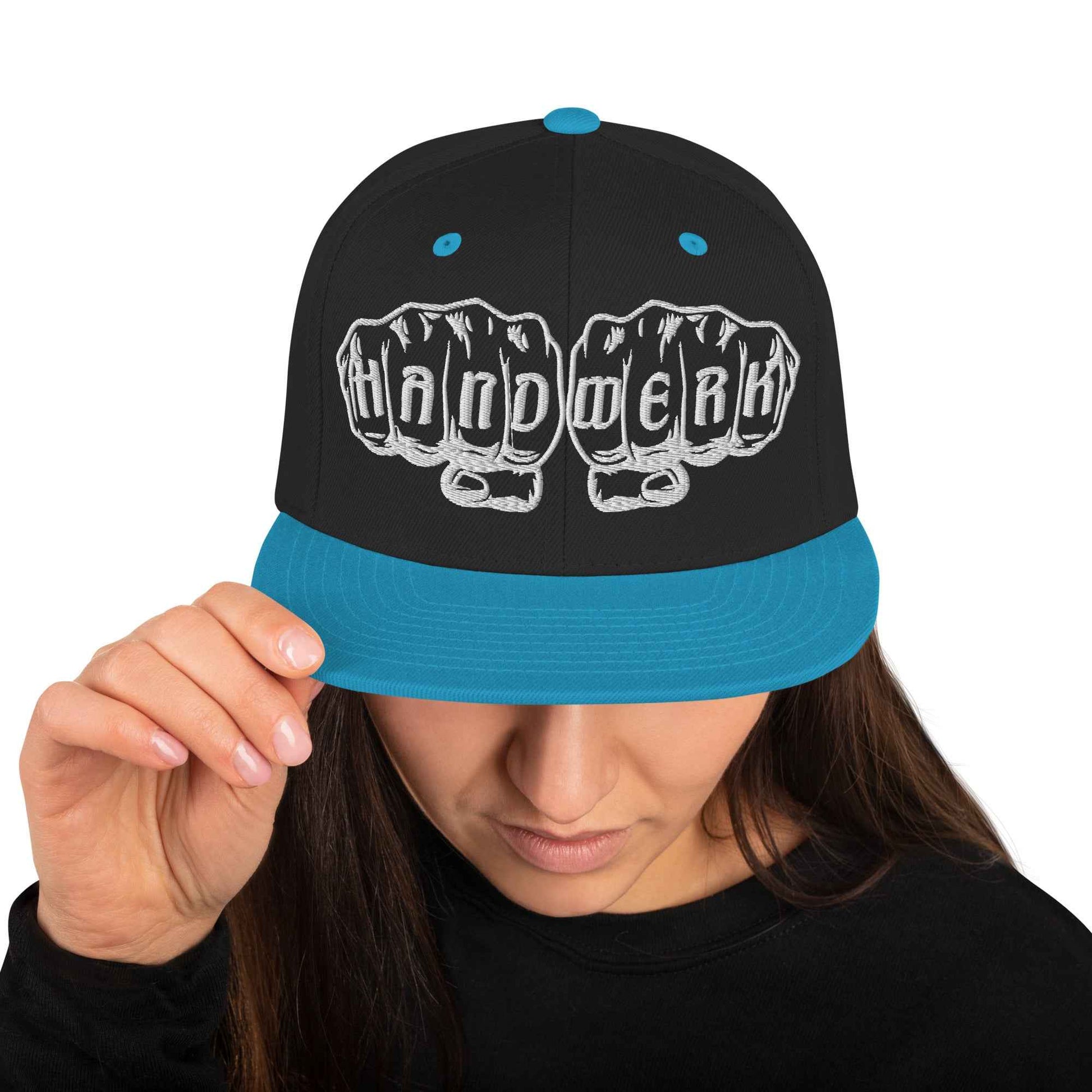 Snapback-Cap "Handwerk" bestickt Schwarz Blaugrün {{ color }}