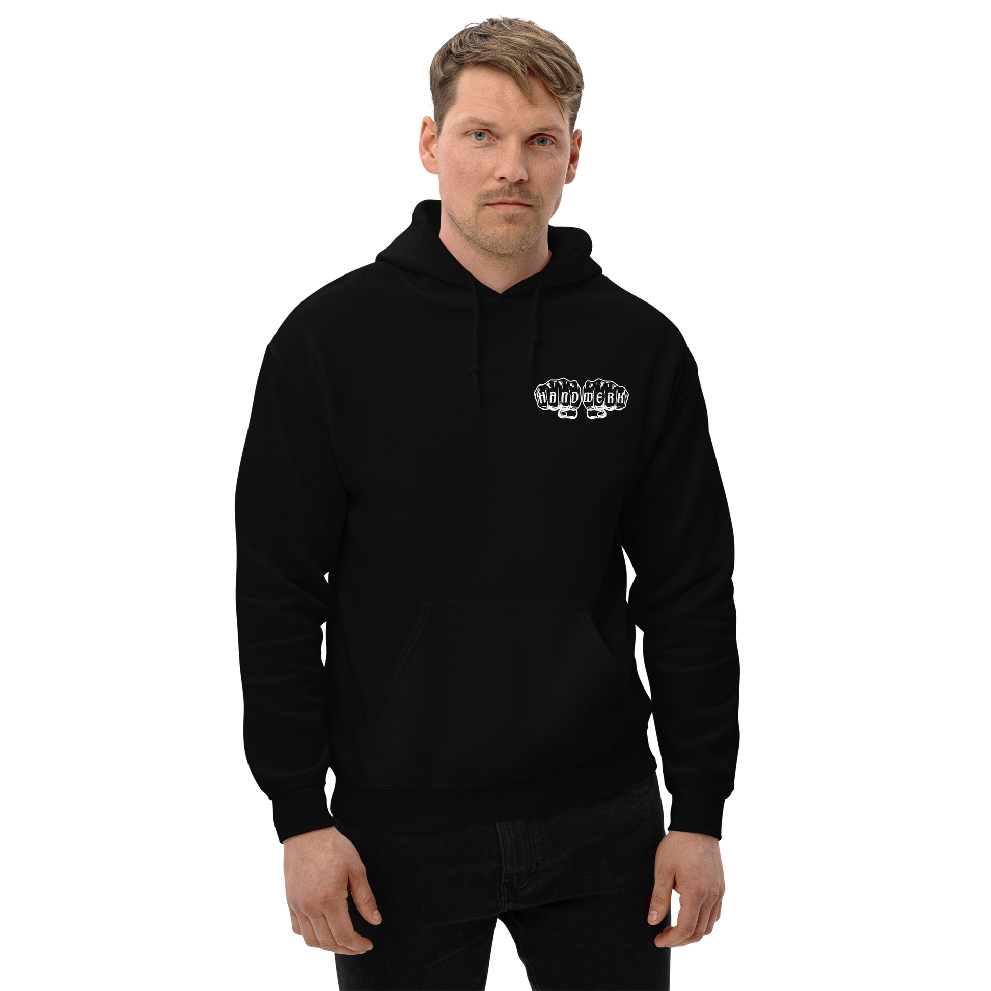 Unisex Hoodie "Ehrbare Handwerk" Schwarz {{ color }}