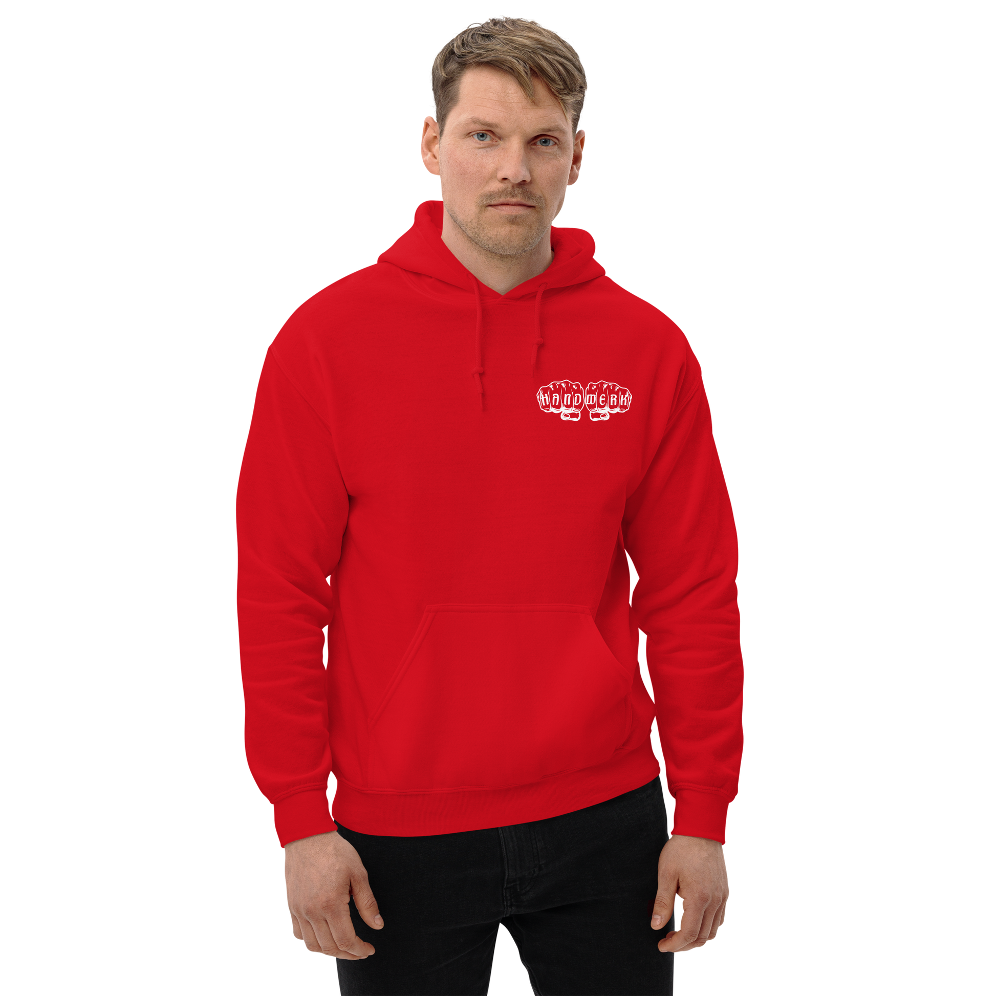 Unisex Hoodie "Ehrbare Handwerk" Rot {{ color }}