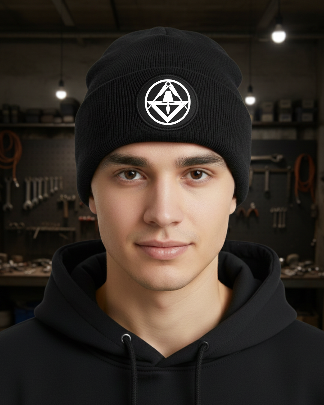 Wintermütze mit Zunftzeichen (runder Patch) Stuckateur {{ color }}