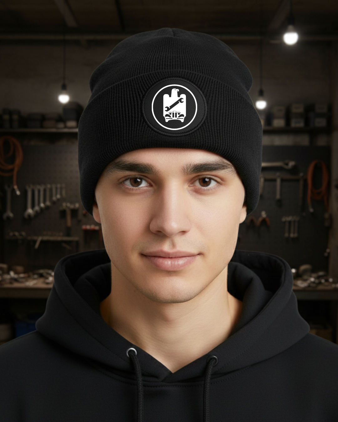 Wintermütze mit Zunftzeichen (runder Patch) KFZ-Mechaniker {{ color }}