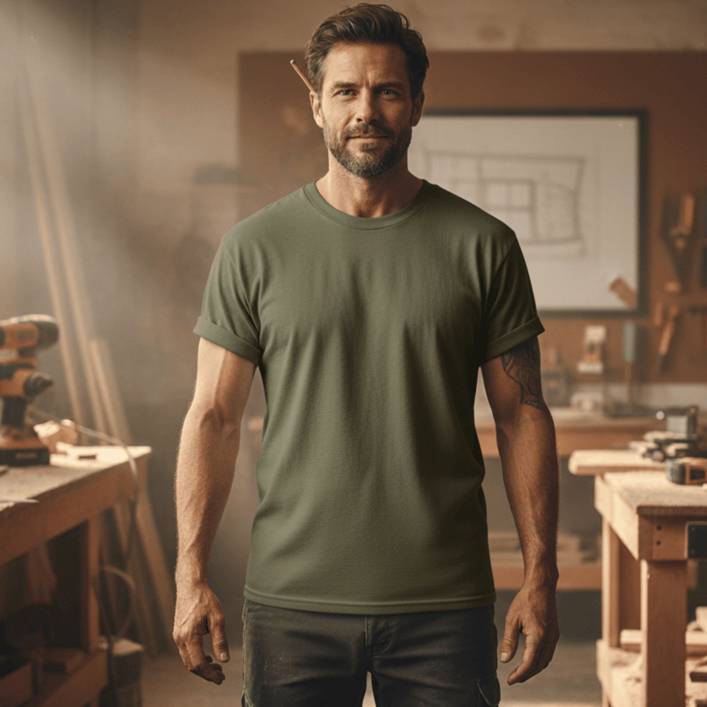 Premium T-Shirt HW-200 | Robust & Vielseitig | Für stolze Handwerker (S-3XL) Blanko Militärgrün Männer Gildan Ultra T-Shirt {{ color }}
