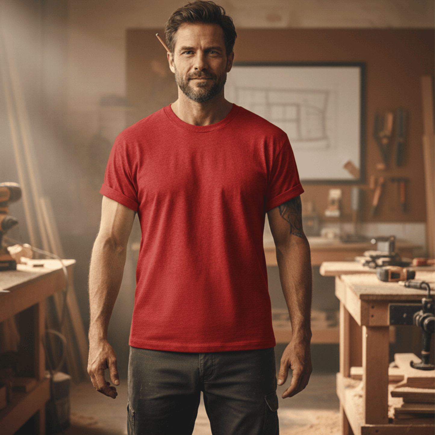 Premium T-Shirt HW-200 | Robust & Vielseitig | Für stolze Handwerker (S-3XL) Blanko Rot Männer Gildan Ultra T-Shirt {{ color }}