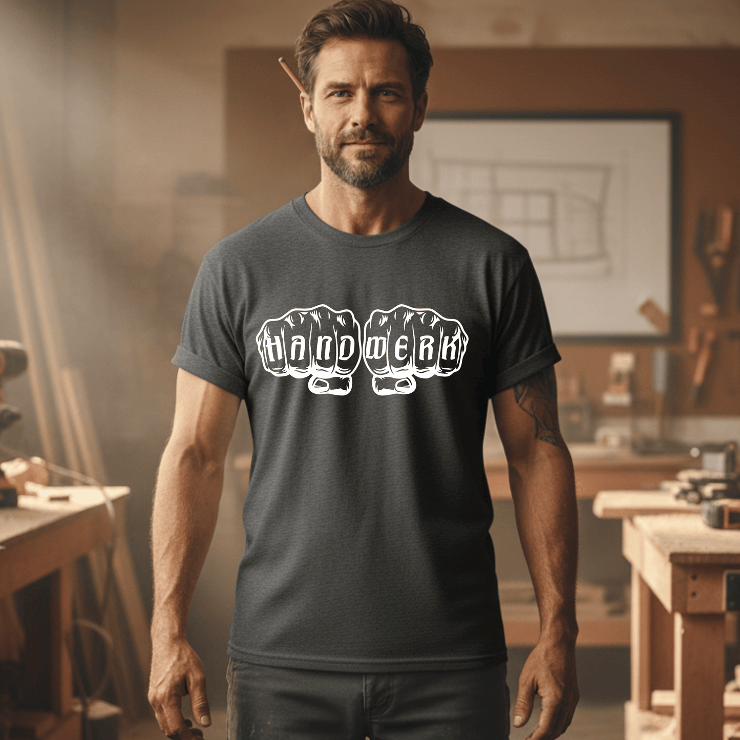 Premium T-Shirt HW-200 | Robust & Vielseitig | Für stolze Handwerker (S-3XL) Grau-Solid Männer Gildan Ultra T-Shirt {{ color }}