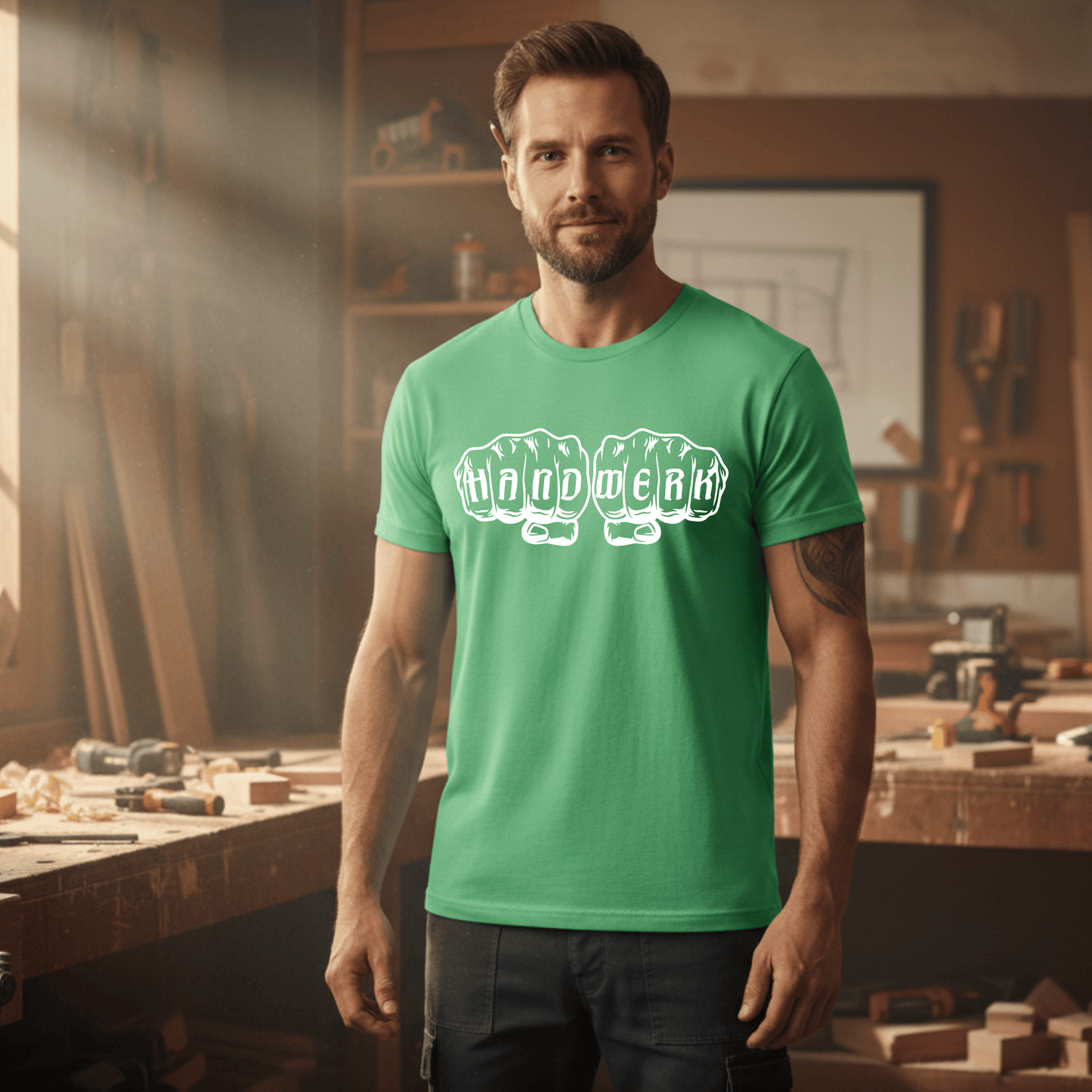 Premium T-Shirt HW-200 | Robust & Vielseitig | Für stolze Handwerker (S-3XL) Kelly-Grün Männer Gildan Ultra T-Shirt {{ color }}