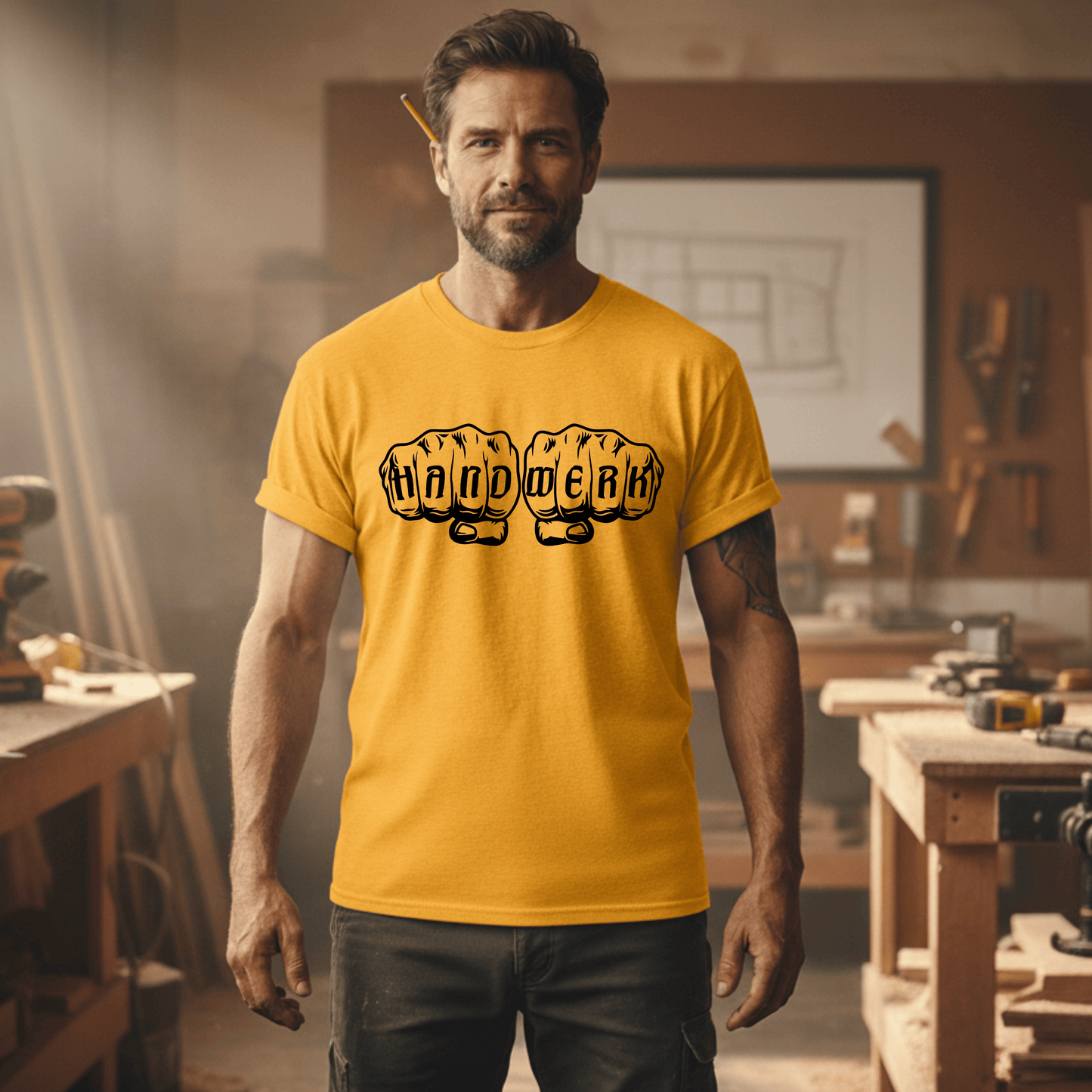 Premium T-Shirt HW-200 | Robust & Vielseitig | Für stolze Handwerker (S-3XL) Gold Männer Gildan Ultra T-Shirt {{ color }}