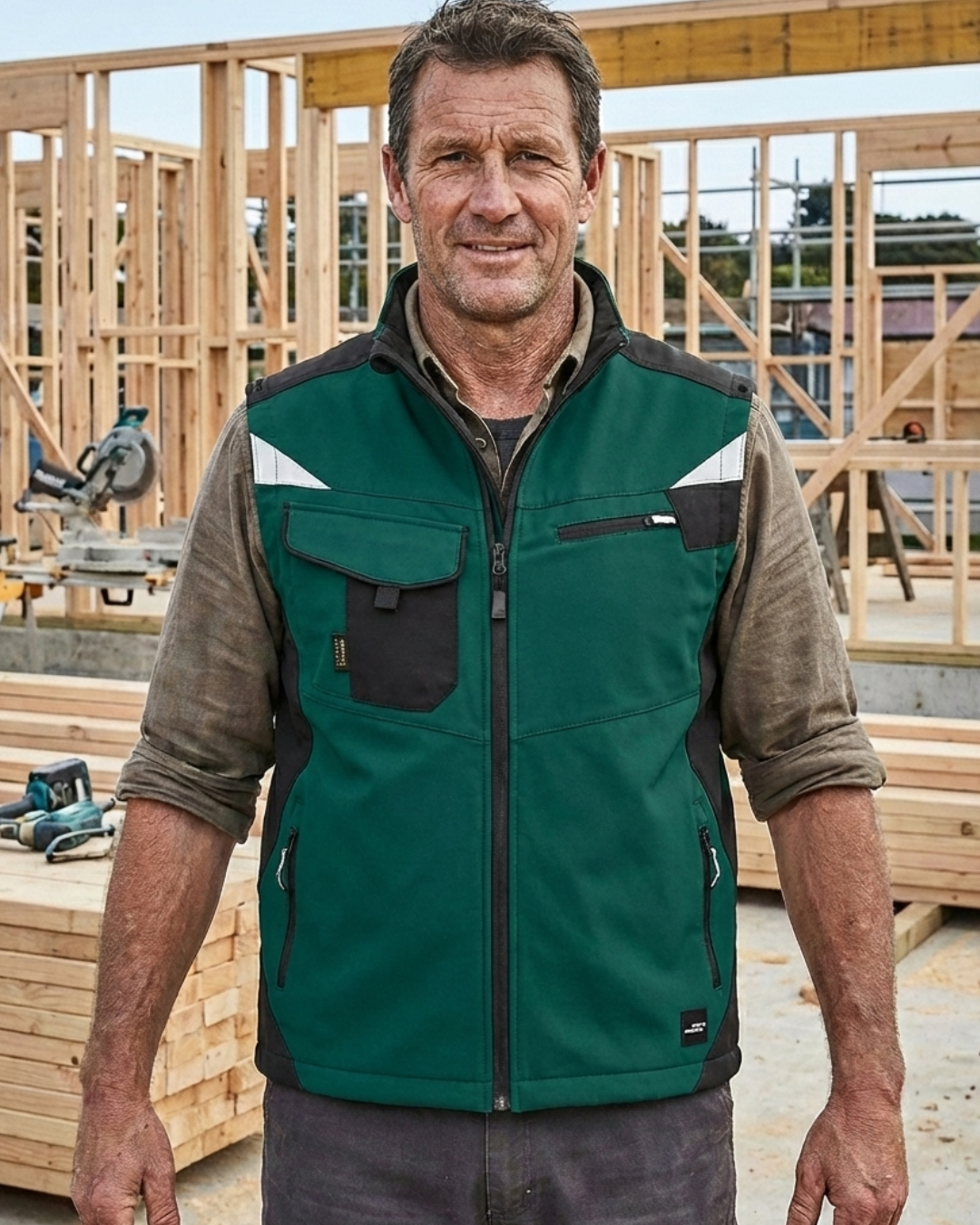 Softshell Bodywärmer-Weste (beidseitig bedruckt) Dunkelgrün Schwarz Weste {{ color }}