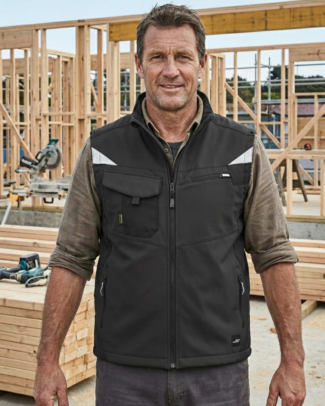 Softshell Bodywärmer-Weste (beidseitig bedruckt) Schwarz Weste {{ color }}