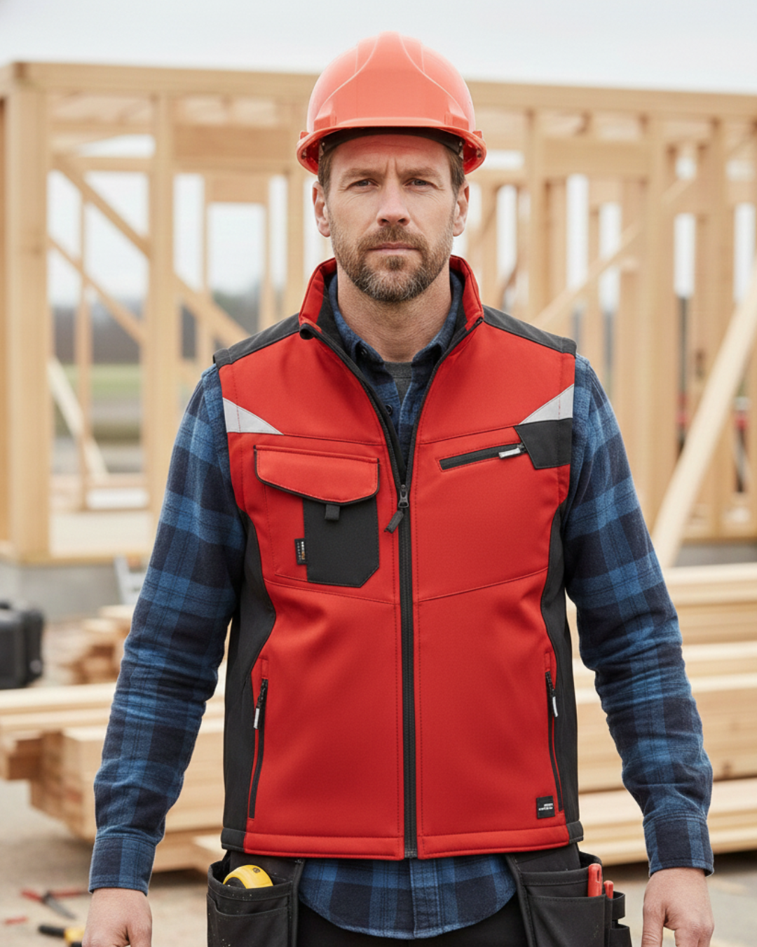 Softshell Bodywärmer-Weste (beidseitig bedruckt) Rot Schwarz Weste {{ color }}