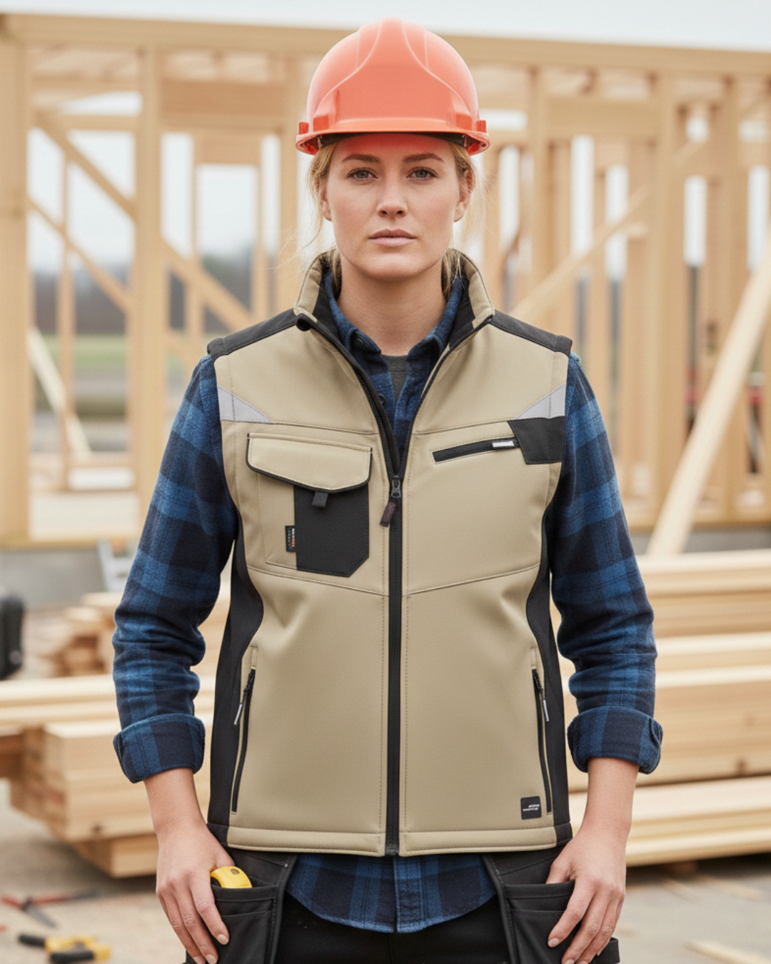 Softshell Bodywärmer-Weste (beidseitig bedruckt) Sandbeige Weste {{ color }}