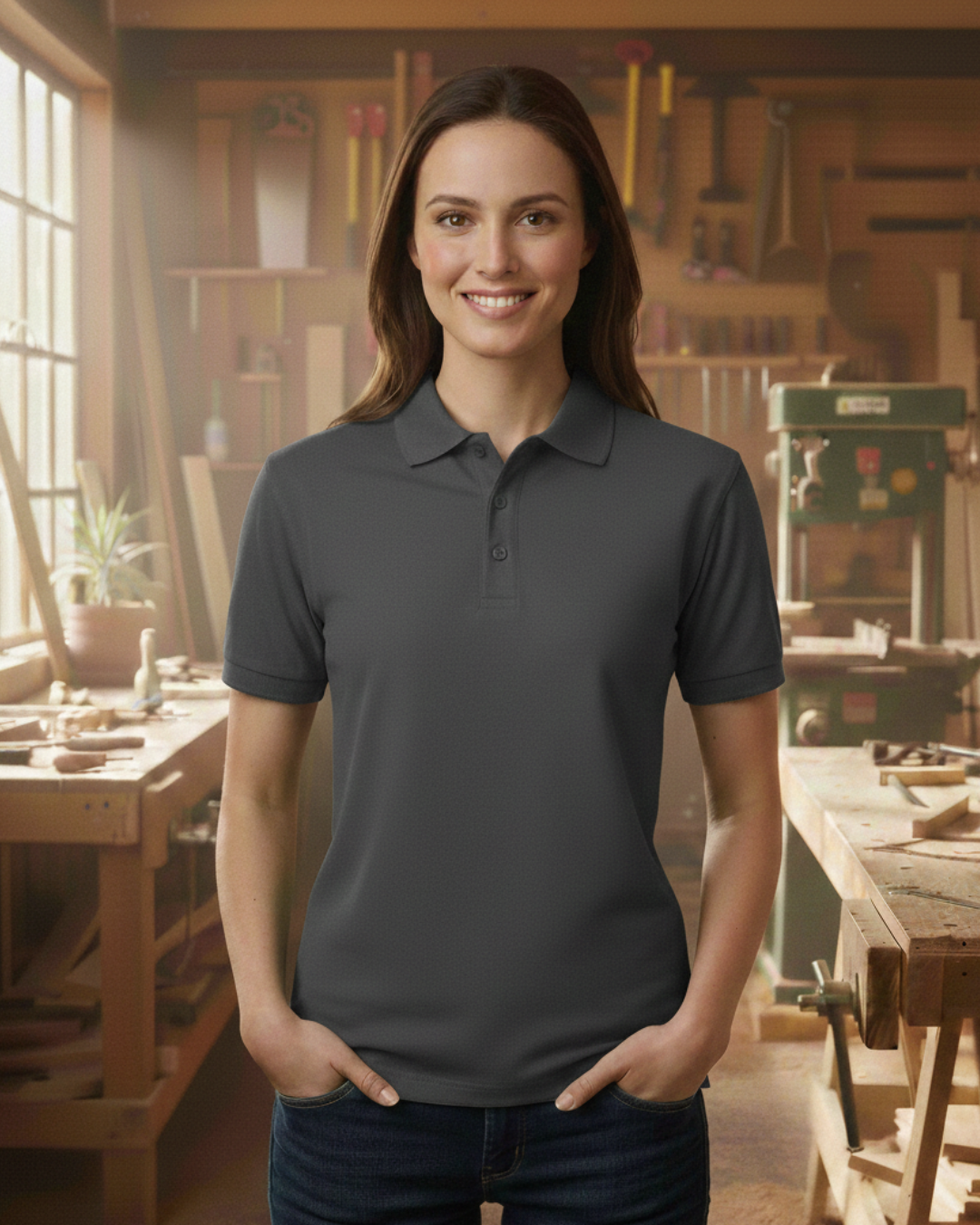 Unisex Poloshirt HW210 - Workwear für jeden Anlass - beidseitig bedruckt Grau-Solid Unisex Polo {{ color }}