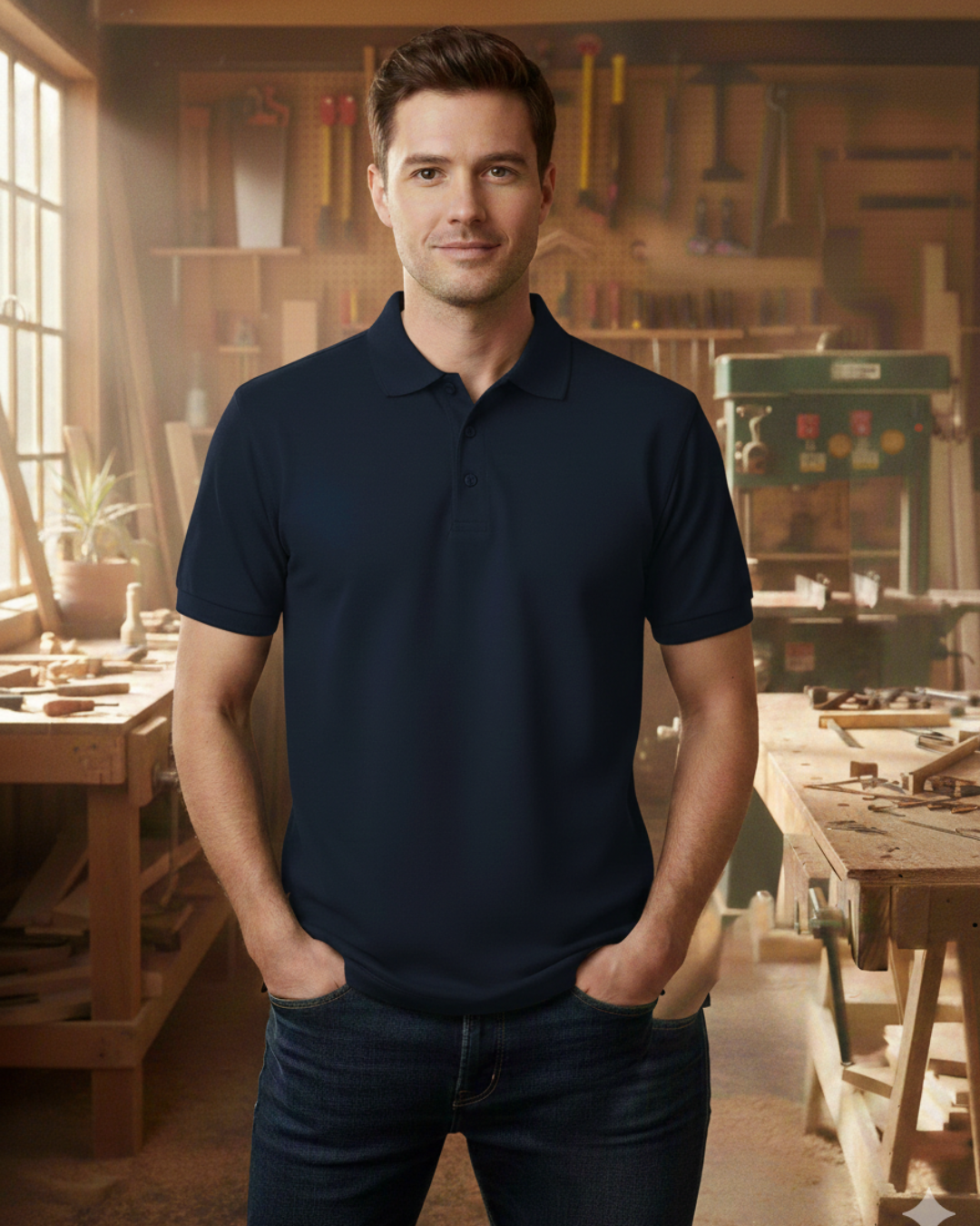 Unisex Poloshirt HW210 - Workwear für jeden Anlass - beidseitig bedruckt Navy Unisex Polo {{ color }}