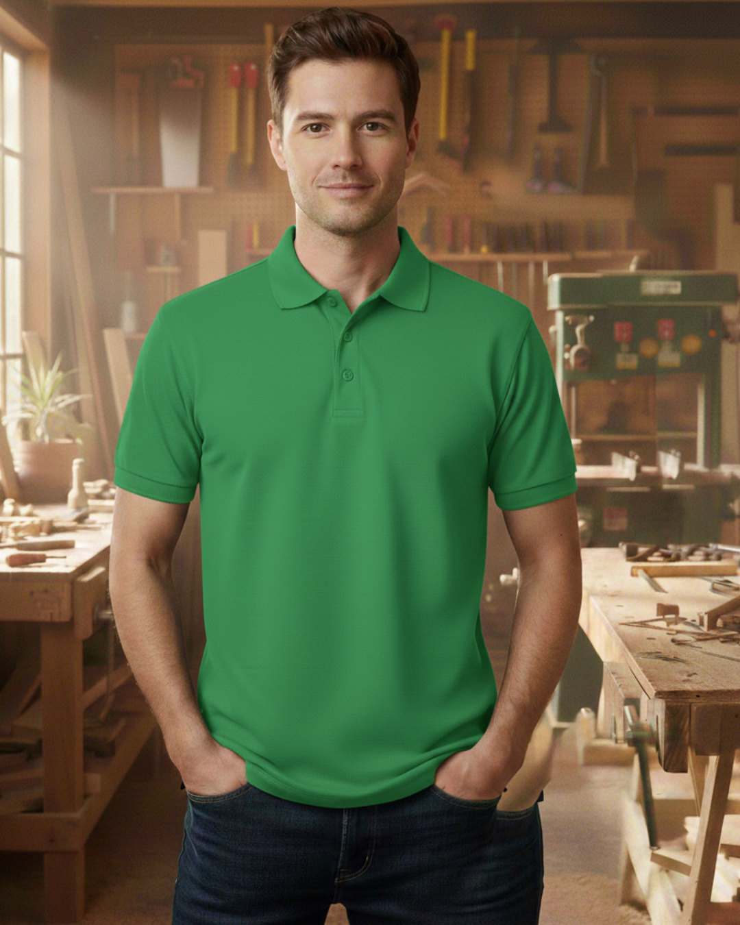 Unisex Poloshirt HW210 - Workwear für jeden Anlass - beidseitig bedruckt Grasgrün Unisex Polo {{ color }}