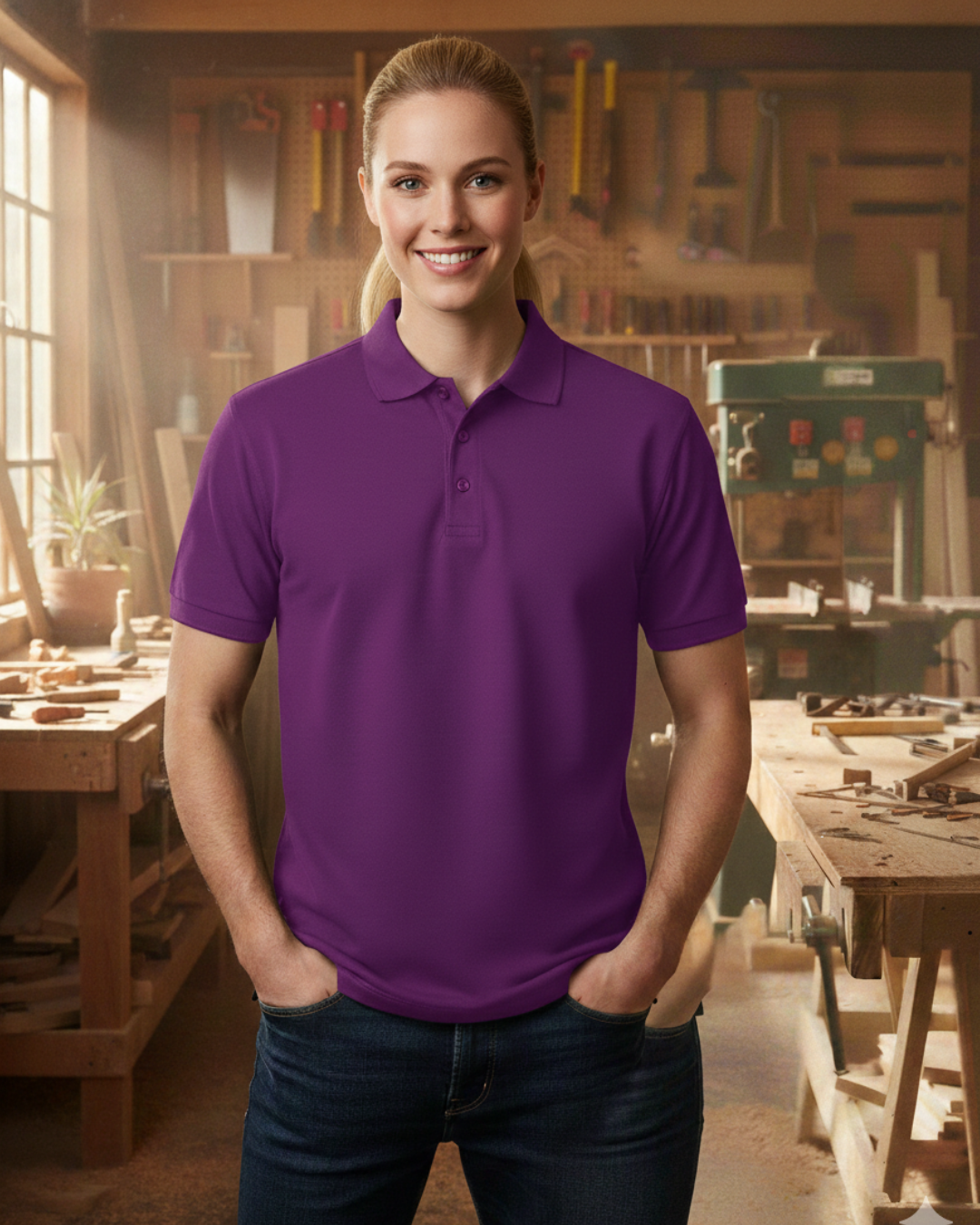 Unisex Poloshirt HW210 - Workwear für jeden Anlass - beidseitig bedruckt Purpel Unisex Polo {{ color }}