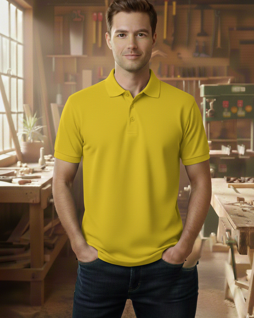 Unisex Poloshirt HW210 - Workwear für jeden Anlass - beidseitig bedruckt Gelb Unisex Polo {{ color }}