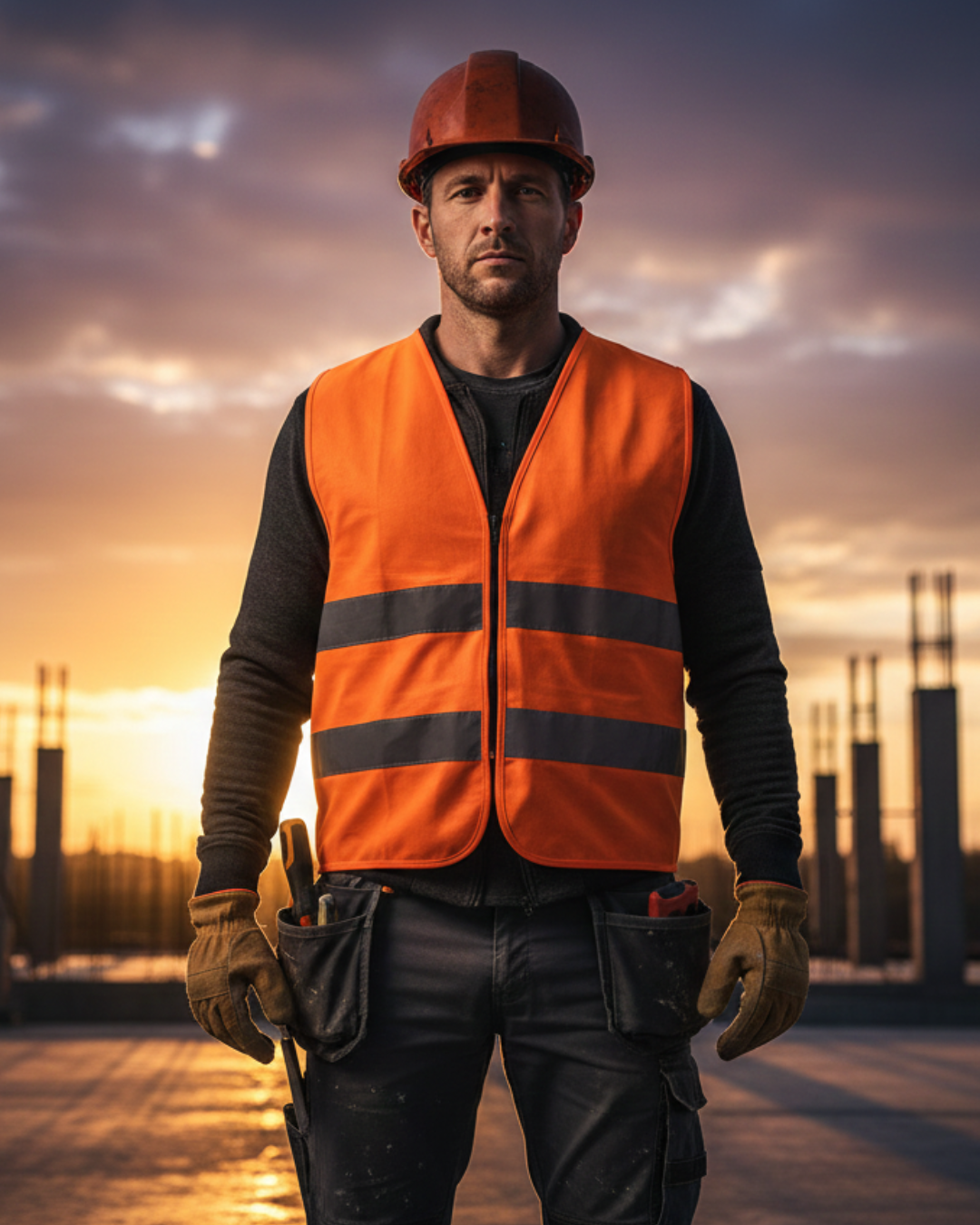 Warnweste mit Reißverschluss und Reflektoren mit Bedruckung Orange {{ color }}