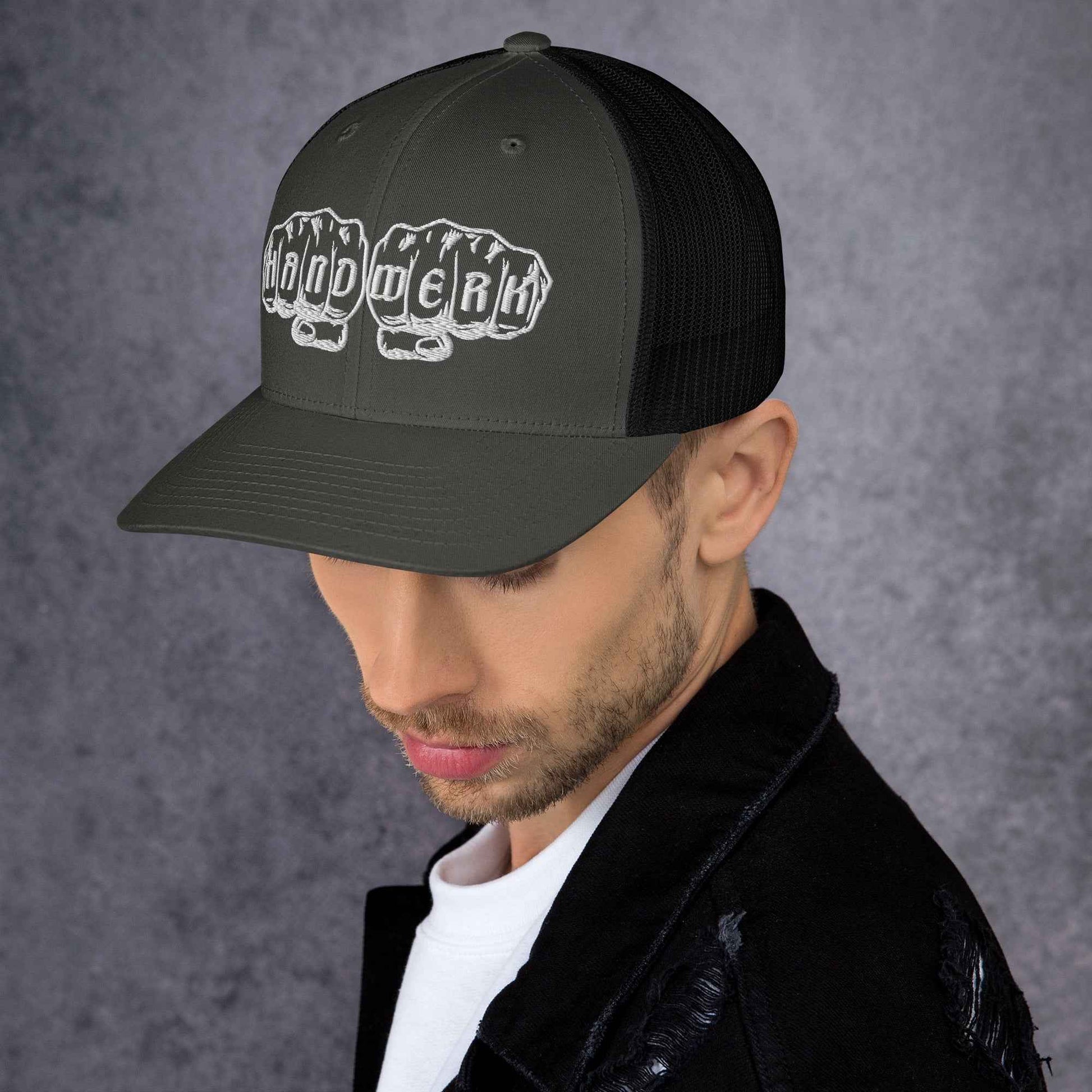 Trucker-Cap "Handwerk" (bestickt) Charcoal Black