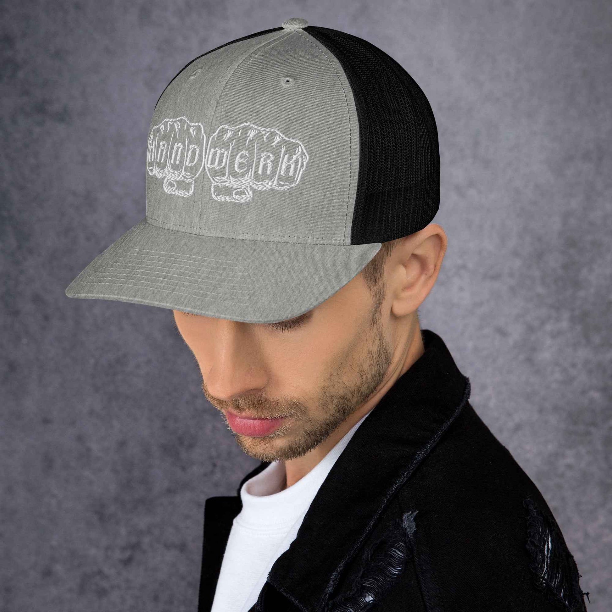 Trucker-Cap "Handwerk" (bestickt) Heather Black