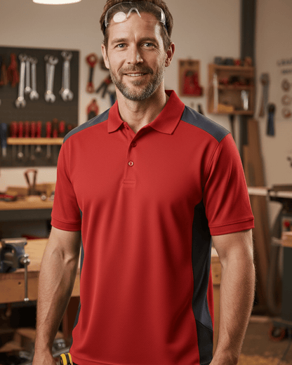 Workwear-Polo "Professional" – Robust, Nachhaltig & Stylisch | beidseitig bedruckt Rot Schwarz M {{ color }}