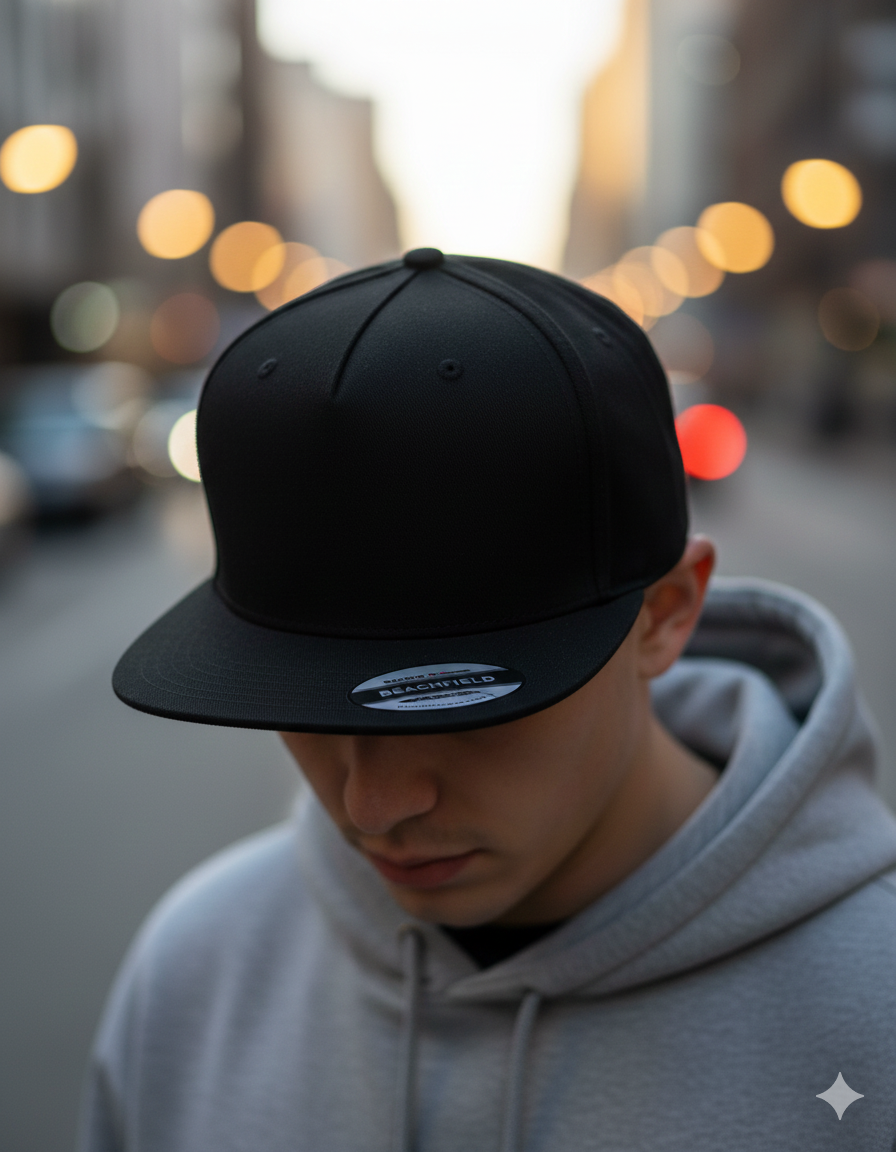 Snap-Back Cap mit deinem Logo/Design Schwarz