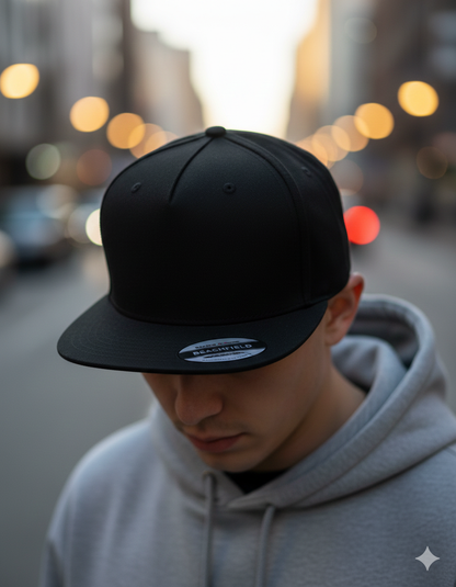 Snap-Back Cap mit deinem Logo/Design Schwarz