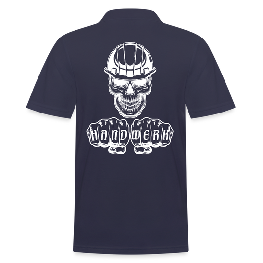 Männer Poloshirt "Skull-Helm-Handwerk" (hinten bedruckt) Navy Männer Poloshirt {{ color }}