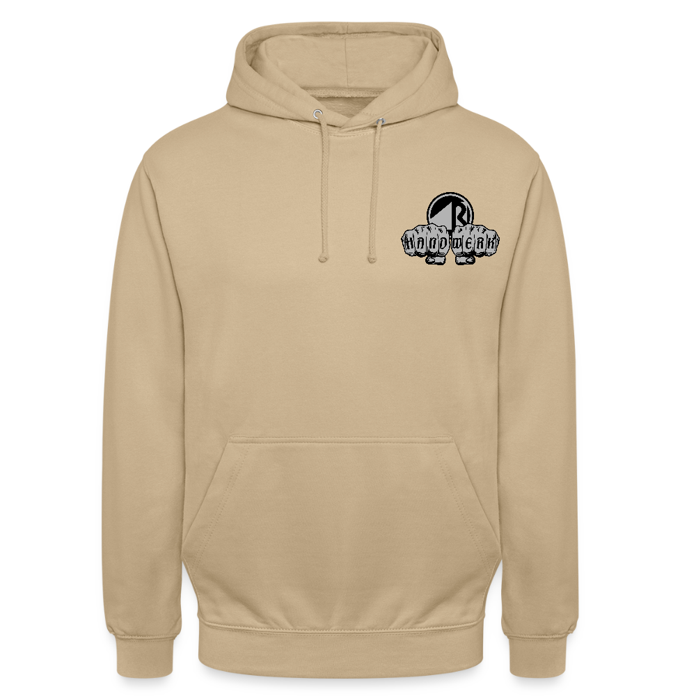 Unisex Hoodie "Raumausstatter" beidseitig bedruckt Beige Unisex Hoodie {{ color }}