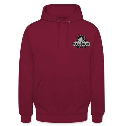 Unisex Hoodie "Raumausstatter" beidseitig bedruckt Bordeaux Unisex Hoodie {{ color }}