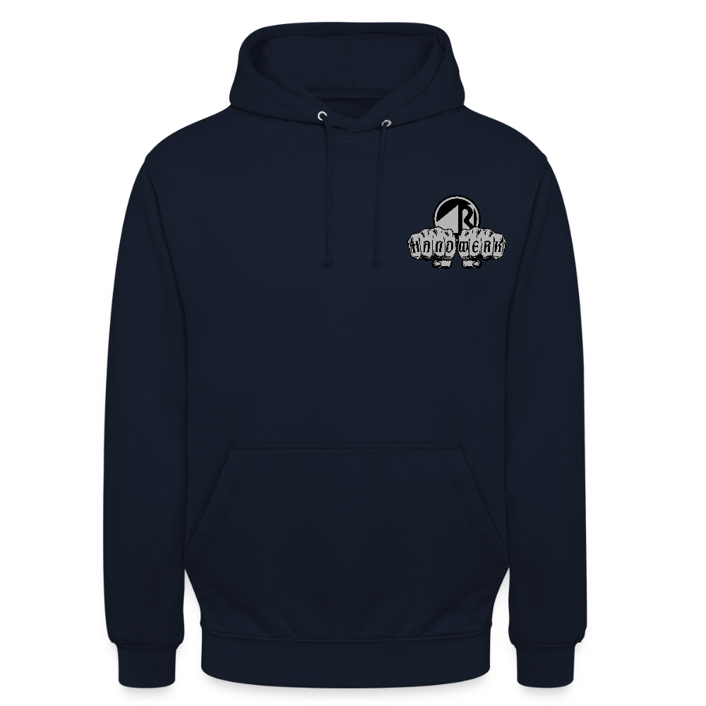 Unisex Hoodie "Raumausstatter" beidseitig bedruckt Navy Unisex Hoodie {{ color }}