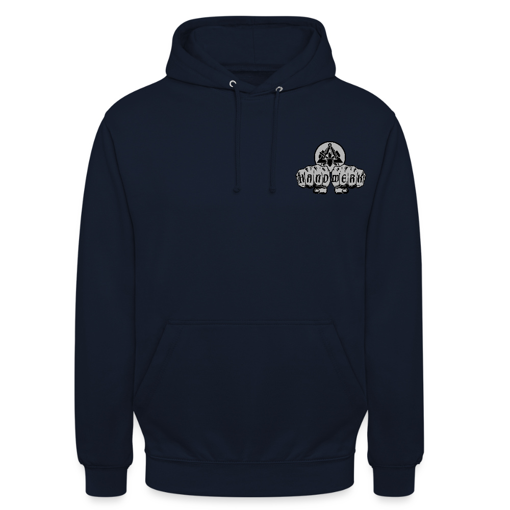 Unisex Hoodie "Maurer" beidseitig bedruckt Navy Unisex Hoodie {{ color }}