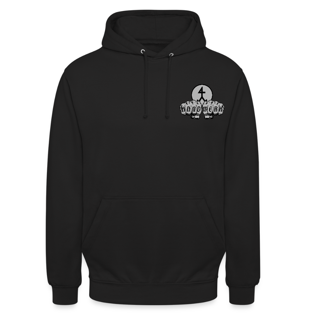 Unisex Hoodie "Steinmetz" beidseitig bedruckt Schwarz Unisex Hoodie {{ color }}