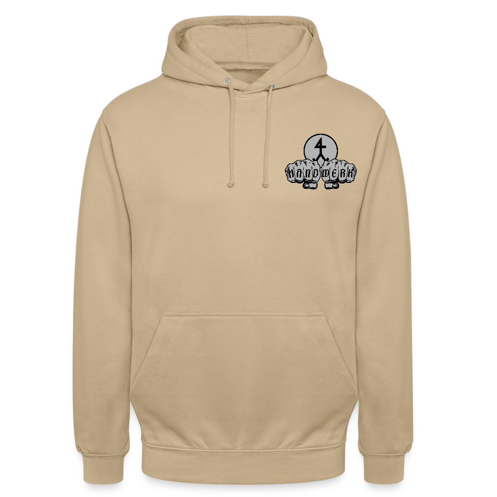 Unisex Hoodie "Steinmetz" beidseitig bedruckt Beige Unisex Hoodie {{ color }}